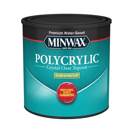 MINWAX Polycrylic Protective Finish Transparent Flat Clear Water-Based Wood Stain 0.5 pt 211114444